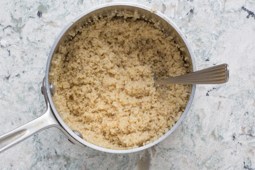 Quinoa cooking in a pot